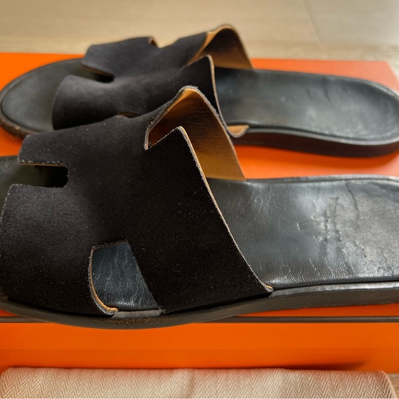 Hermes Izmir Sandals For Men Black Suede Size 43